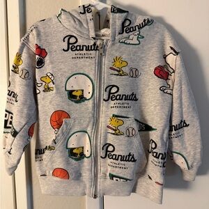 Peanuts Snoopy Kids Gray Zip Up Hoodie